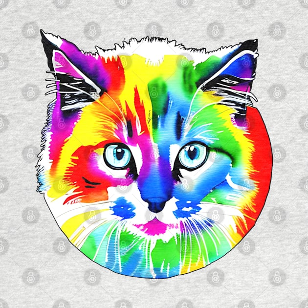 Colorful Rainbow Cats Digital Portrait (MD23Ar008) by Maikell Designs